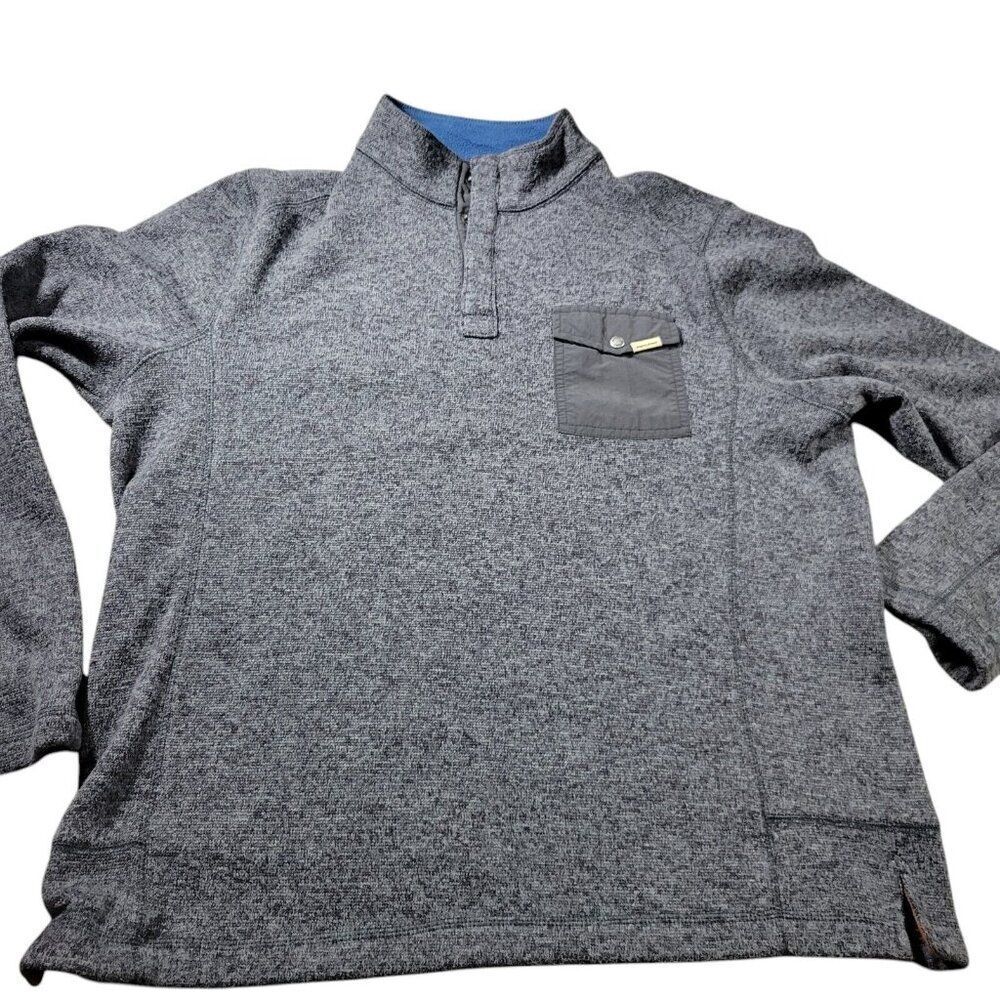 Woolrich Sweater Mens Large Gray 3/4 Snap Long Sleeve Pullover